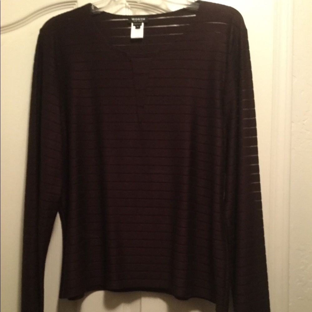 Merlot Thick Burnout Stripe Jersey Top